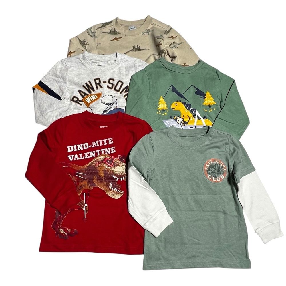 Carter's‎ Dinosaur Long Sleeve Tees - Red, Green, Gray Boys 2Y